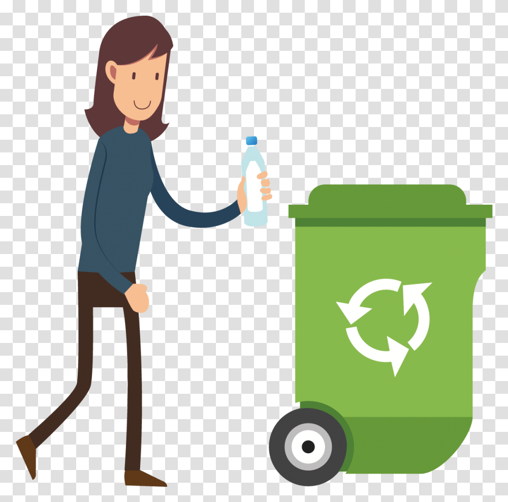 Waste Container Recycling Throw In Garbage Vector, Recycling Symbol, Person, Human, Trash Can Transparent Png
