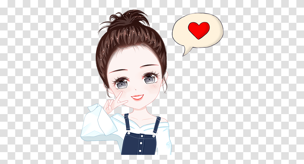 Wastickerapps Cute Anime Stickers Amazonin Appstore For Korean Cute Girl Stickers, Person, Art, Drawing, Female Transparent Png