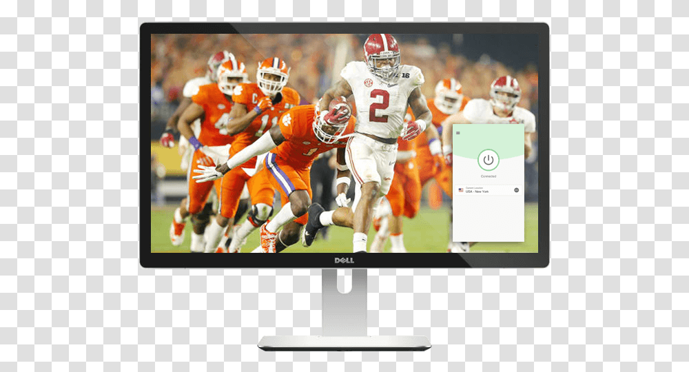 Watch College Football On Any Device With A Vpn Computer Monitor, Helmet, Person, People Transparent Png