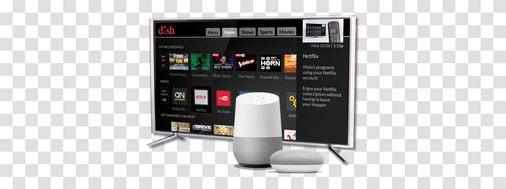 Watch Dish With Google Assistant Ok Network Dish Network And Google Assistant, Monitor, Screen, Electronics, Display Transparent Png