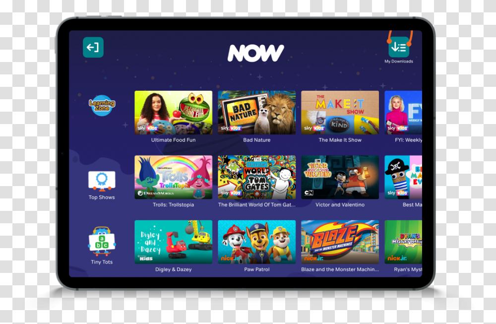 Watch Kids Tv Online With The Now Membership Technology Applications, Person, Human, Tablet Computer, Electronics Transparent Png