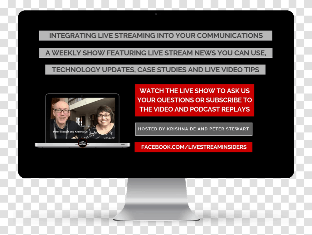 Watch The Live Stream Insiders Show Or Access The Video Computer Monitor, Person, File, Face Transparent Png