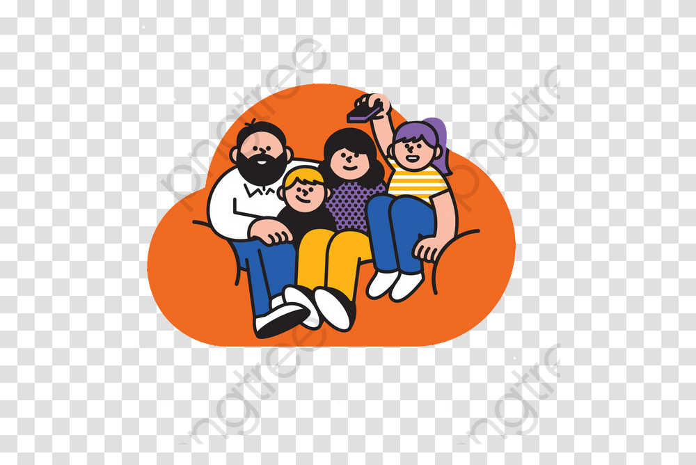 Watching Tv Clipart Family Cartoon, Sled, Photography, Bobsled, Poster Transparent Png
