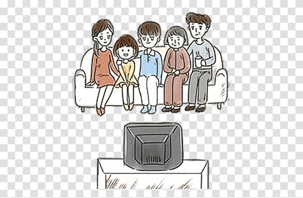 Watching Tv Clipart Family Watching Tv Drawing, Crowd, Teacher, Audience Transparent Png