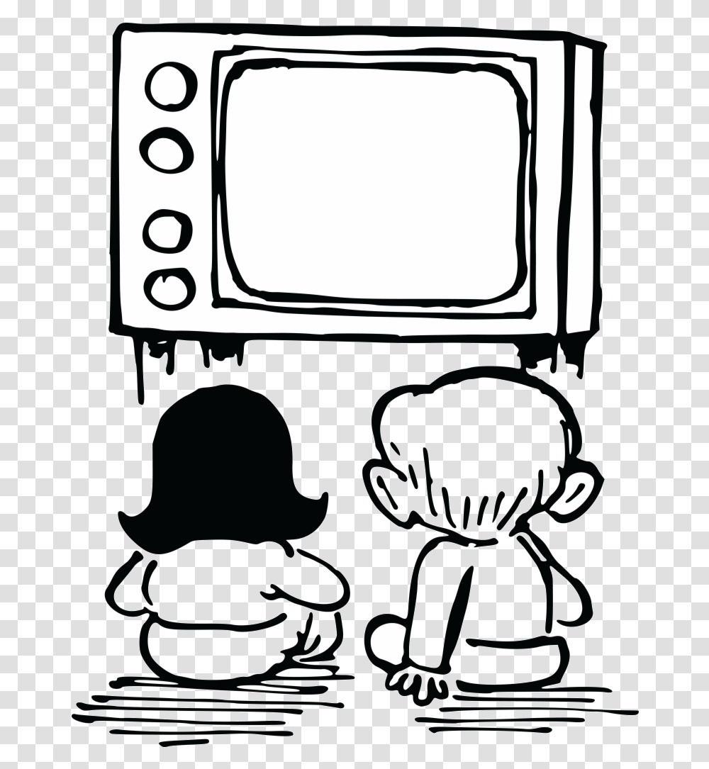 Watching Tv Clipart Of Television Box And Clay Tablet Watch Tv Clipart Black And White, Monitor, Screen, Electronics, Display Transparent Png