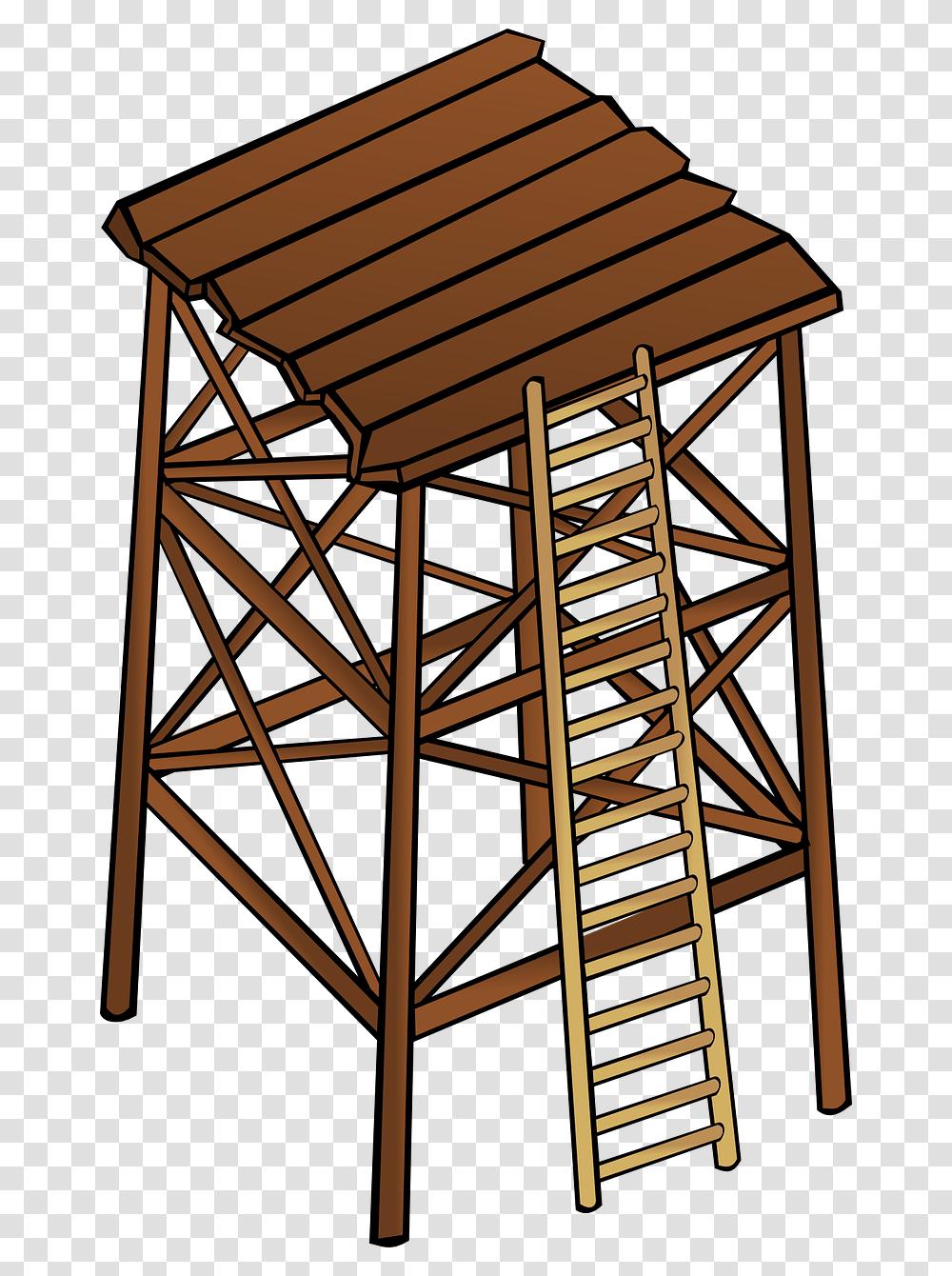 Watchtower, Wood, Staircase, Construction, Gate Transparent Png