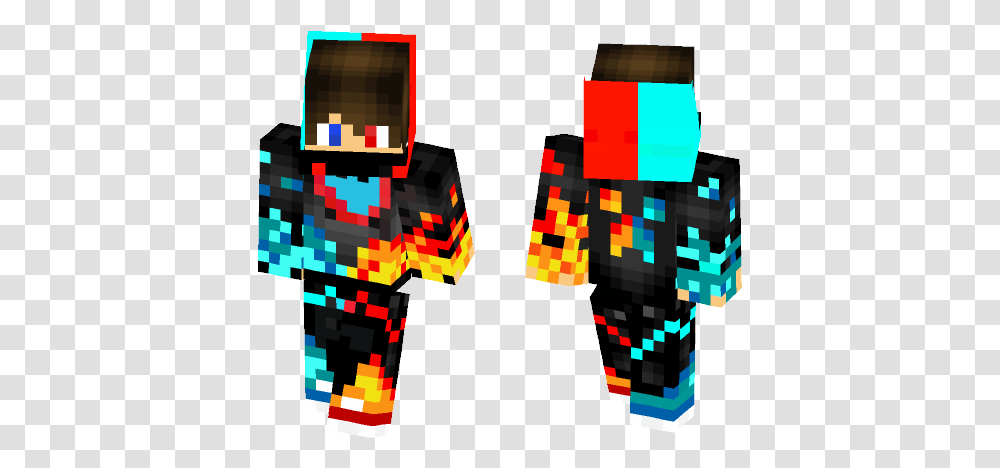 Water And Lava Fire Boii Minecraft Skin Fire And Ice Skin, Toy, Graphics, Art, Rubix Cube Transparent Png