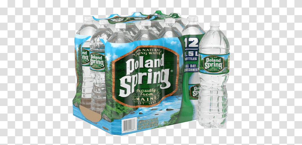 Water Case Poland Spring, Bottle, Mineral Water, Beverage, Water Bottle Transparent Png