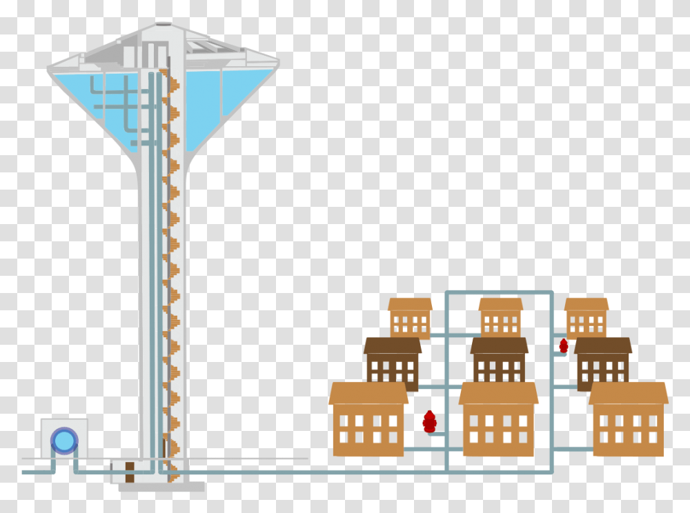 Water Distribution System Water Distribution Network Icon, Cross, Symbol, Tower, Architecture Transparent Png