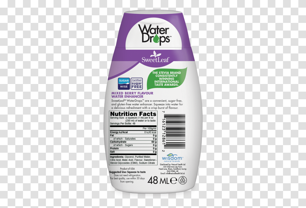 Water Drops Mixed Berry Back Water Drops Ingredients, Label, Bottle, Menu Transparent Png