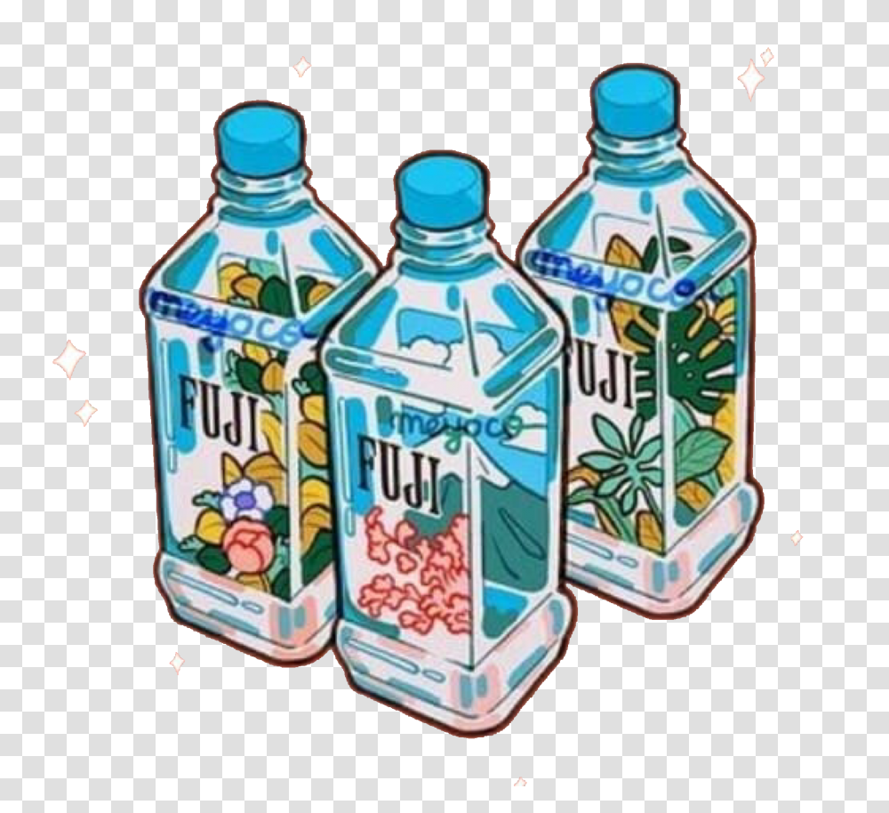 Water Fiji Fuji Cute Remix Remixit Blue Aesthetic Freet, Bottle, Liquor, Alcohol, Beverage Transparent Png