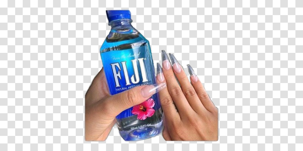 Water Fijiwater Fiji Girl Nails Sticker Baddie Clear Nails, Bottle, Person, Human, Beverage Transparent Png