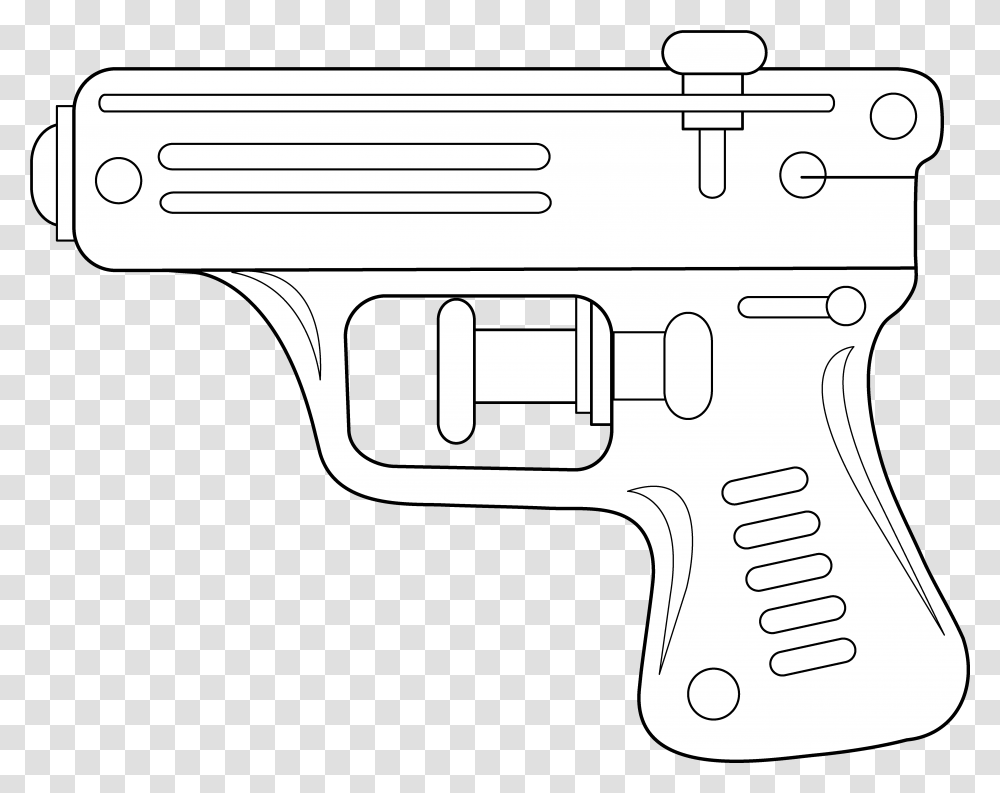 Water Gun Line Drawing Water Gun White, Weapon, Weaponry, Handgun Transparent Png