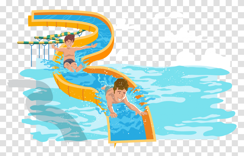Water Park Water Slide Swimming Pool Water Slide Clipart, Amusement Park, Person, Adventure, Leisure Activities Transparent Png