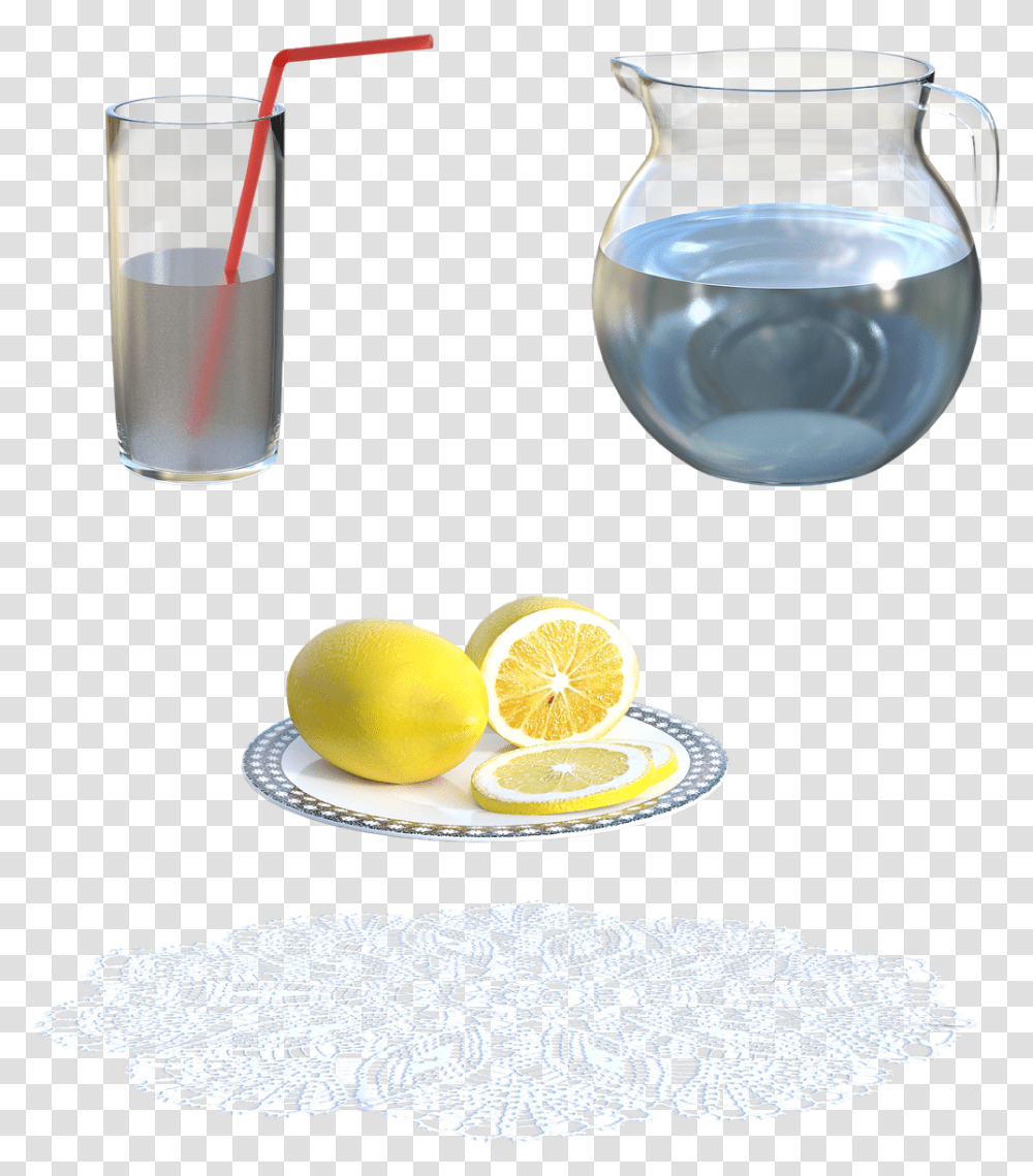 Water Pitcher Lemons Glass Of Water Citrus, Jug, Plant, Rug, Cup Transparent Png