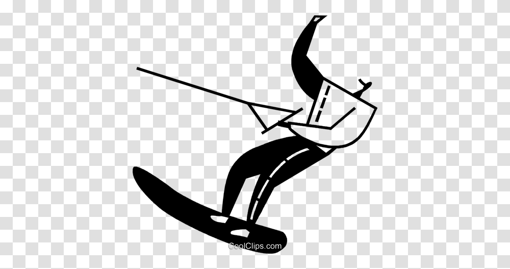 Water Skiing Royalty Free Vector Clip Art Illustration, Bow, Hydrofoil, Outdoors, Sport Transparent Png