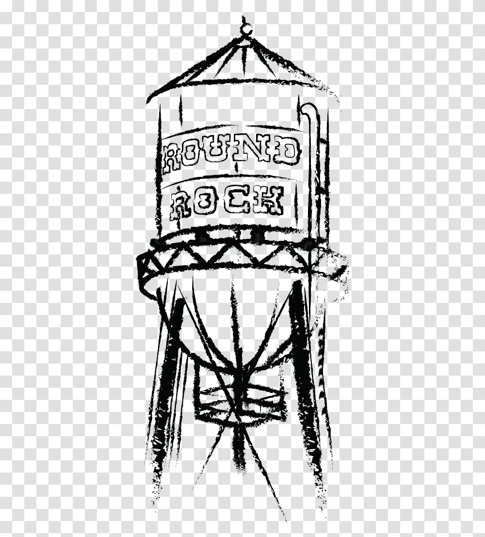 Water Tower Round Rock Arts Drawing, Building, Architecture, Tree, Plant Transparent Png