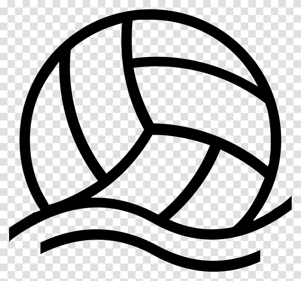Water Volleyball Ball Floating Outlined Sportive Object Cartoon Volleyball, Apparel, Sphere, Hat Transparent Png