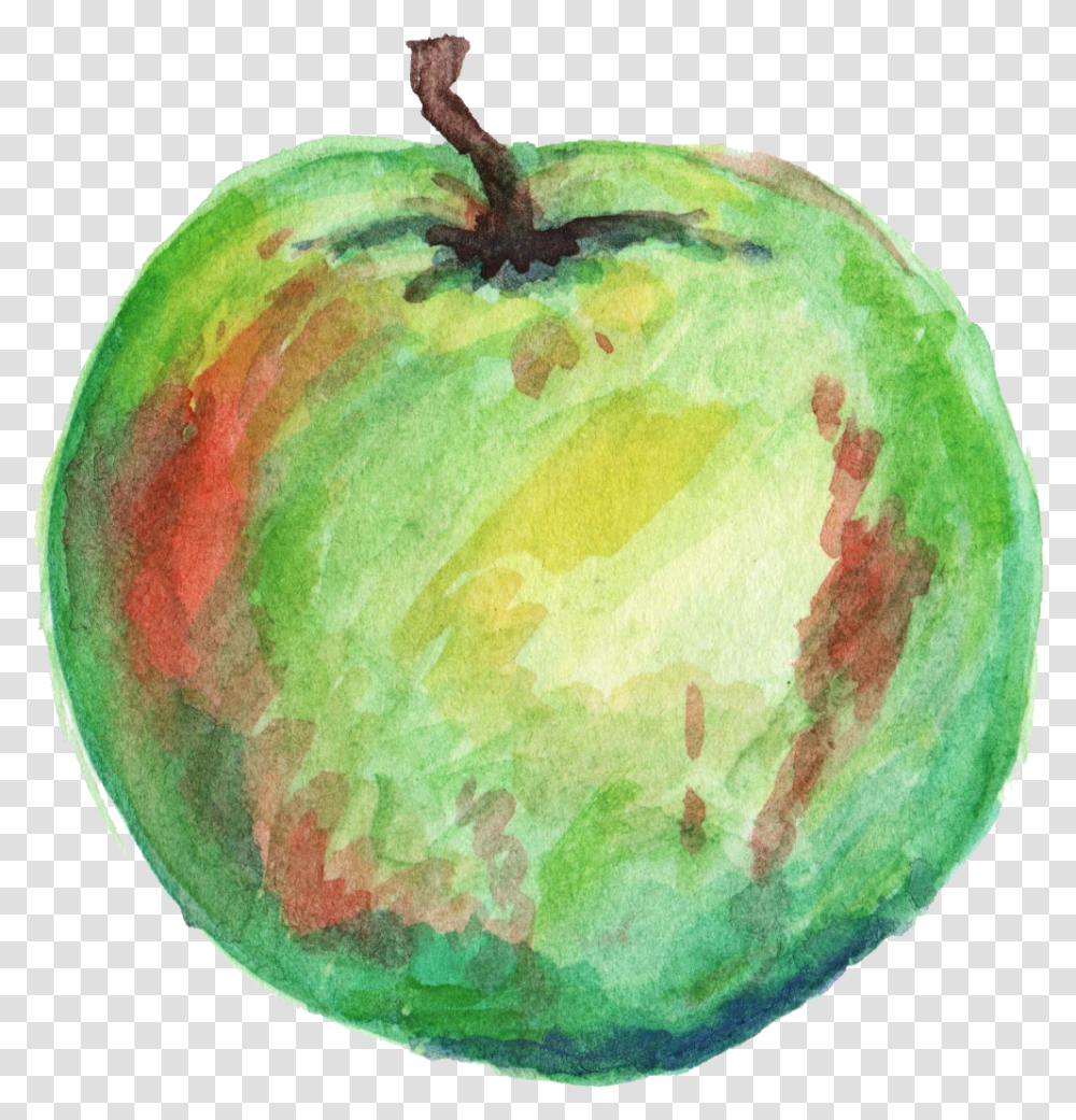 Watercolor Apple Watercolour Apple, Tennis Ball, Sport, Sports, Plant Transparent Png