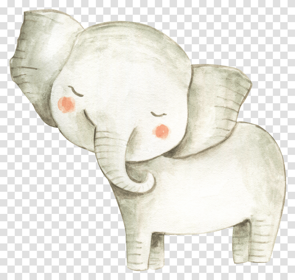 Watercolor Baby Elephant, Cushion, Figurine, Plush, Toy Transparent Png