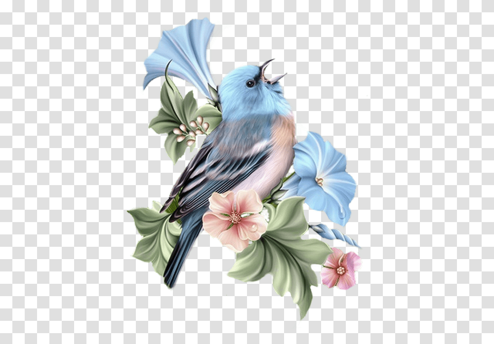 Watercolor Bird Beautiful Bird And Flower Art, Animal, Floral Design, Pattern Transparent Png