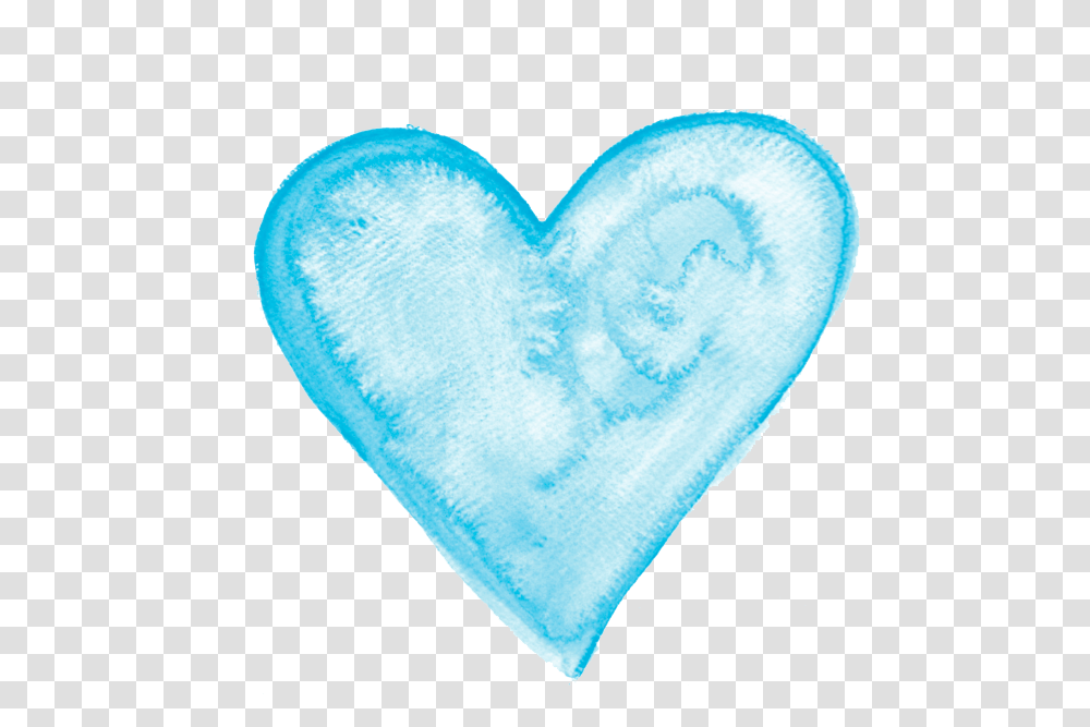 Watercolor Blue Heart, Cushion, Sweets, Food, Confectionery Transparent Png