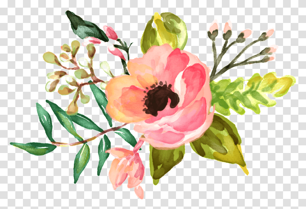 Watercolor Bouquet Botanique, Plant, Anther, Flower, Anemone Transparent Png