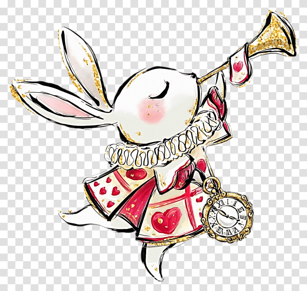 Watercolor Bunny Rabbit Alice Aliceinwonderland, Jewelry, Accessories, Accessory, Brooch Transparent Png