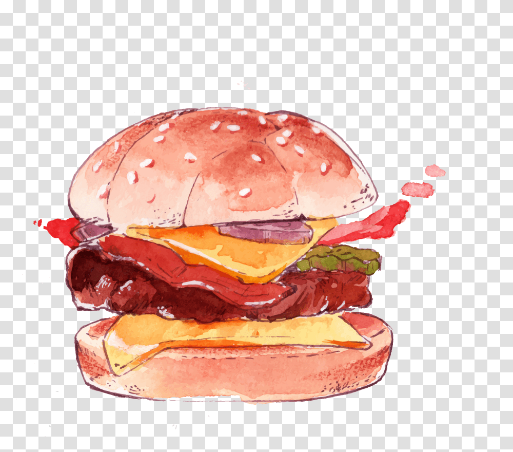 Watercolor Burger Image Free Vector Watercolor Fast Food Transparent Png
