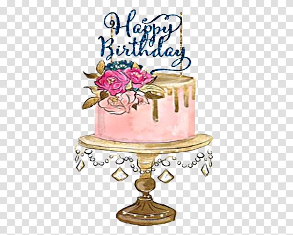 Watercolor Cake Birthday Happybirthday Cake, Dessert, Food, Wedding Cake, Lamp Transparent Png