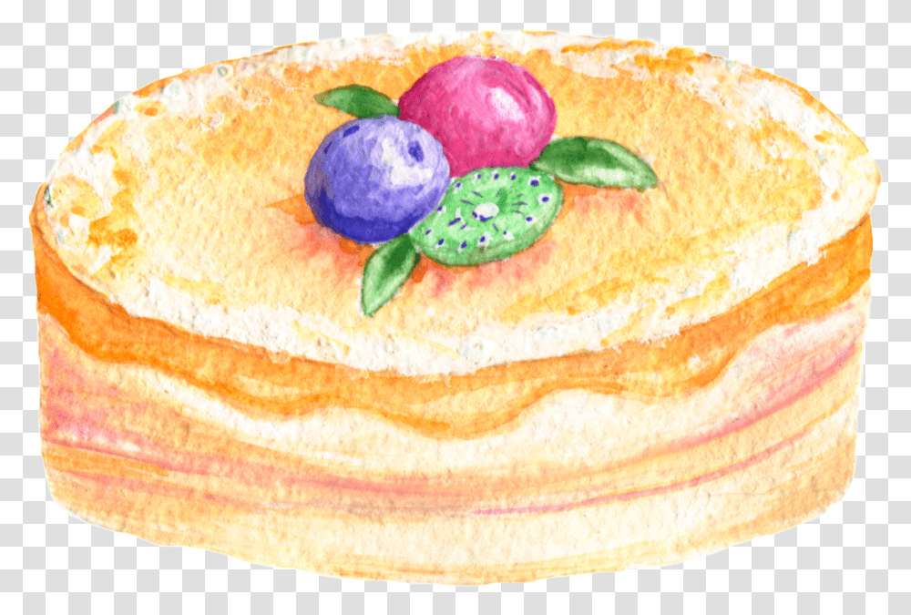 Watercolor Cake Clipart, Bread, Food, Sweets, Confectionery Transparent Png
