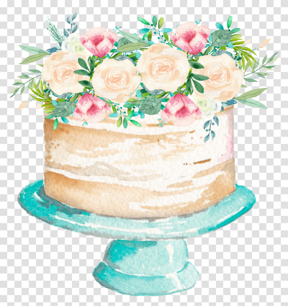 Watercolor Cake Flowers Sticker By Stephanie Water Color Cake Flower Transparent Png