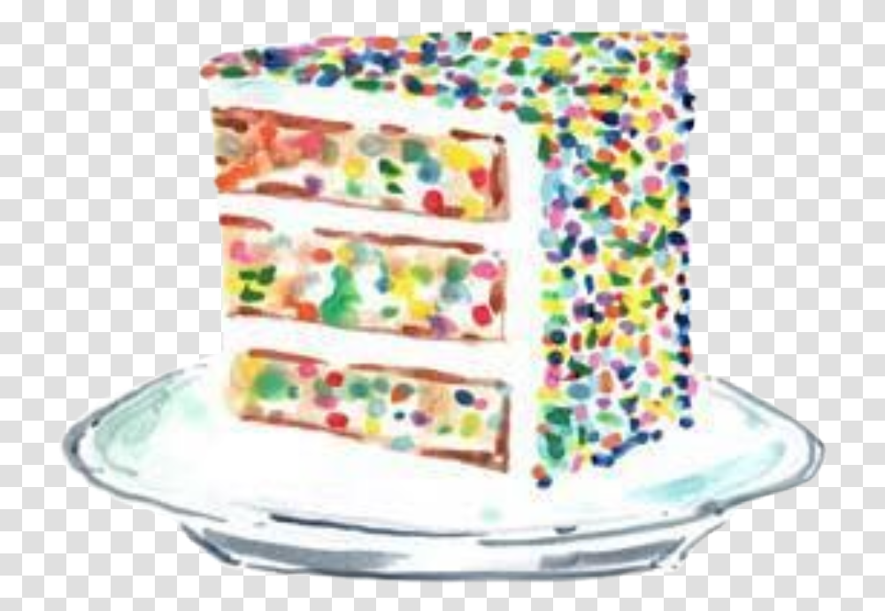 Watercolor Cake Slice Birthday Confetti Sprinkles, Diaper, Dessert, Food, Icing Transparent Png