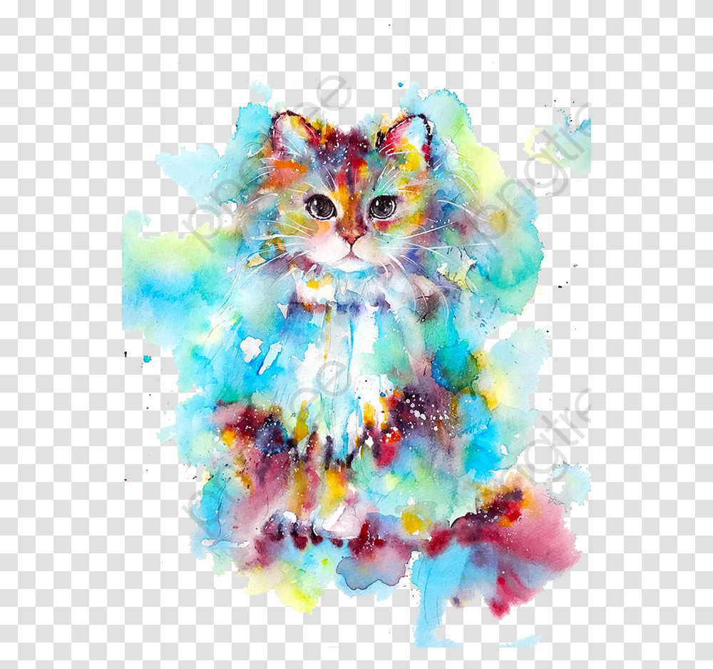 Watercolor Cat Clipart Kitty Kitty Cat Watercolor Cat, Modern Art, Crowd, Painting Transparent Png