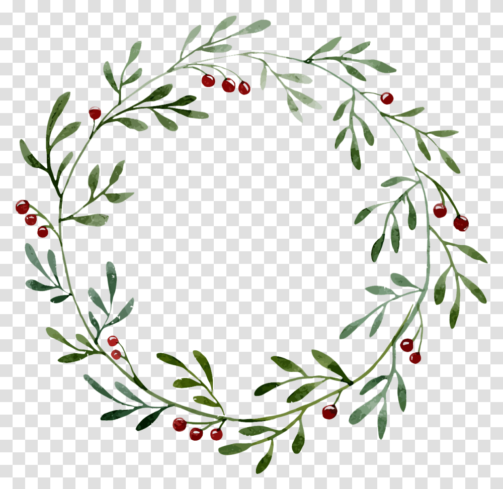 Watercolor Christmas Wreath, Plant Transparent Png