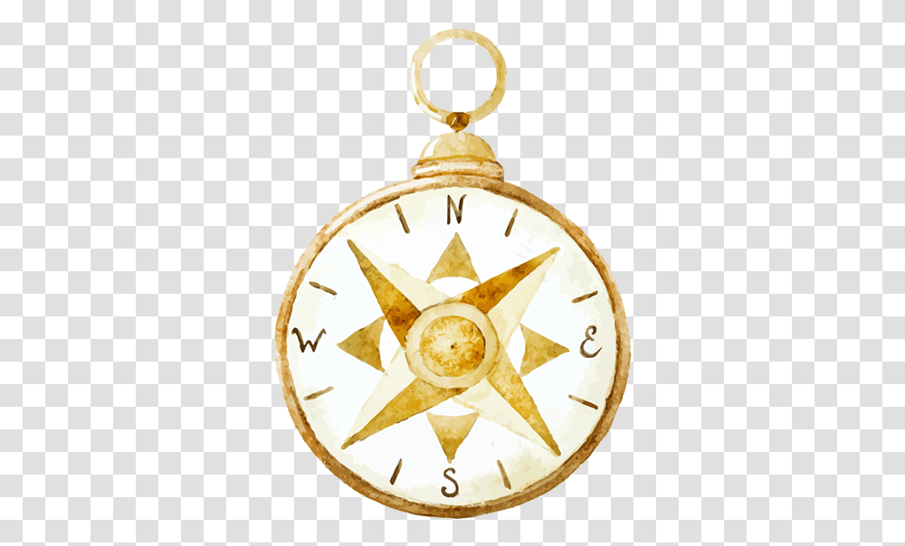 Watercolor Compass Clipart, Gold, Star Symbol Transparent Png