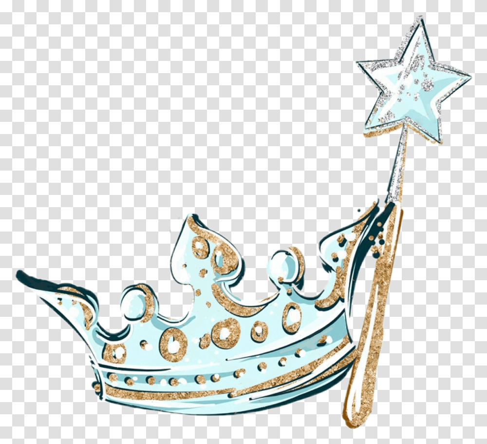 Watercolor Crown Wand Cinderella Princess Disney Cinderella Crown Sticker, Accessories, Accessory, Jewelry Transparent Png