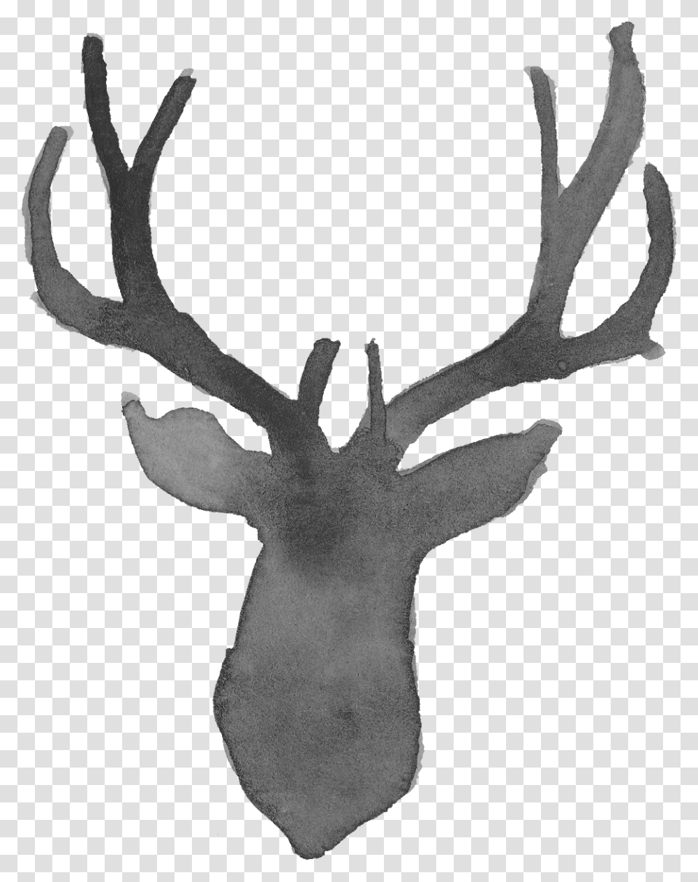 Watercolor Deer Silhouette Onlygfxcom Reindeer, Antler, Cross, Symbol Transparent Png