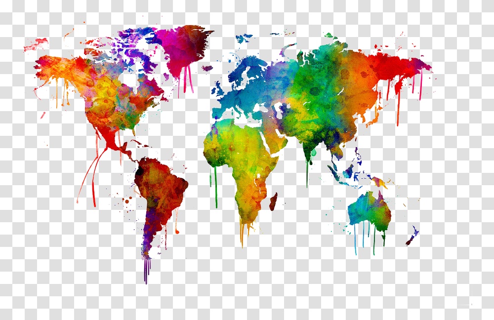 Watercolor Designs World Map, Ornament, Pattern Transparent Png