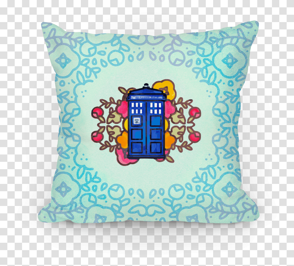 Watercolor Doctor Who Icon Tardis Pillow Pillows Lookhuman Balklgl, Cushion, Birthday Cake, Dessert, Food Transparent Png