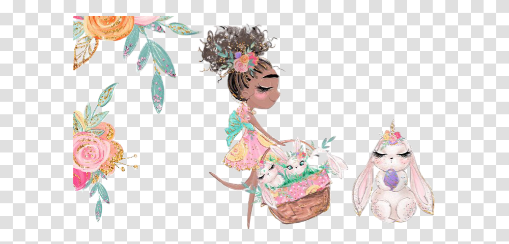 Watercolor Easter Basket Bunny Bunnycorn Unicorn Sundre Karamfila Easter, Person, Leisure Activities, Performer, Art Transparent Png