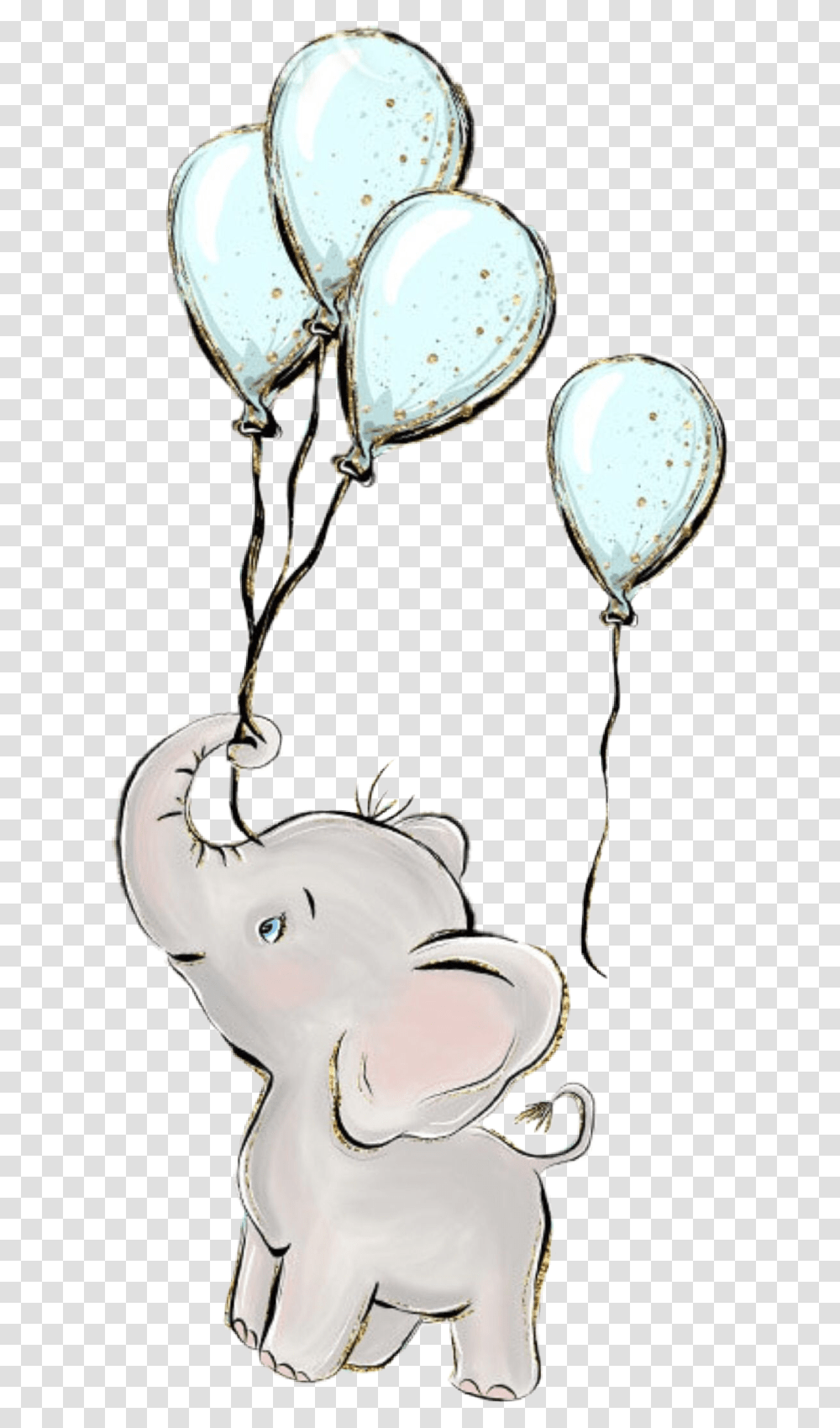 Watercolor Elephant Balloons Baby Boy Babyanimals Elephant With Balloons Clipart, Apparel, Lamp Transparent Png