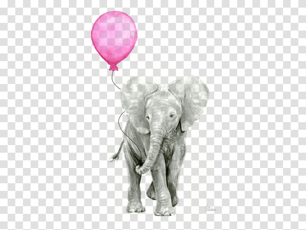 Watercolor Elephant With Balloon, Wildlife, Mammal, Animal Transparent Png