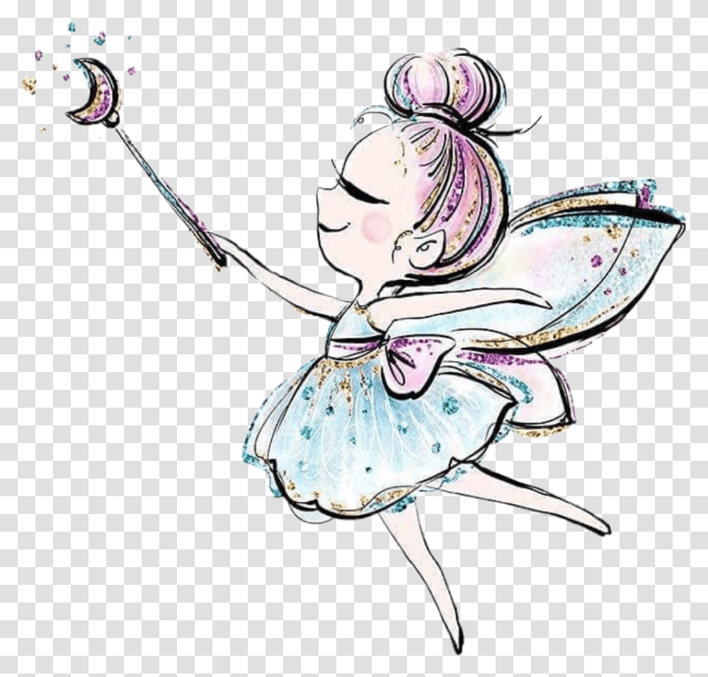 Watercolor Fairy Ballerina Princess Glitter Sparkles Karamfila Fairy, Dance, Costume Transparent Png