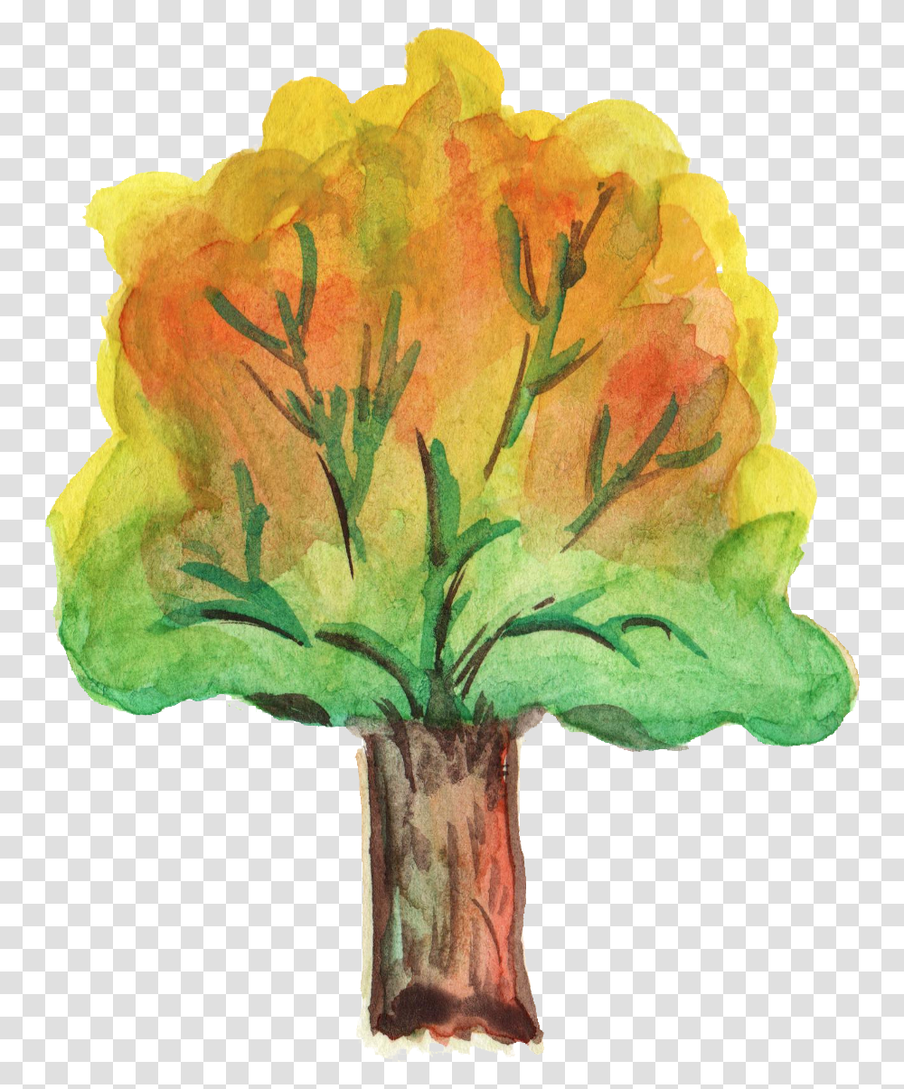 Watercolor Fall Tree, Plant, Flower, Blossom, Geranium Transparent Png