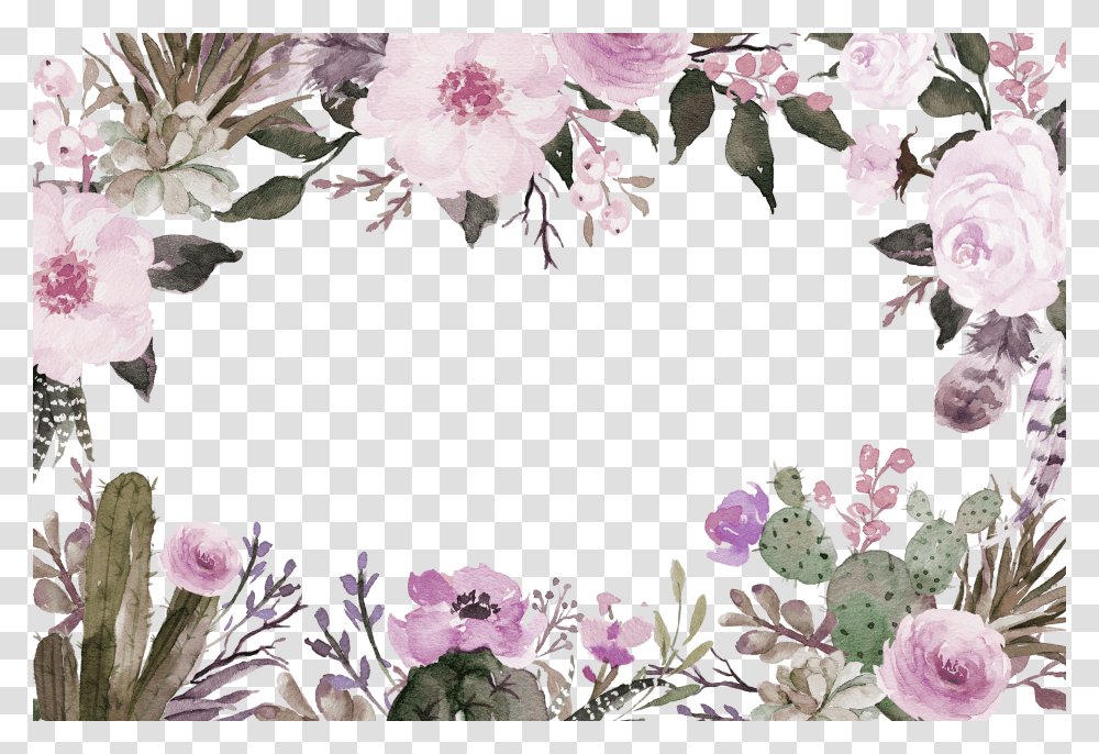 Watercolor Floral Border Transparent Png