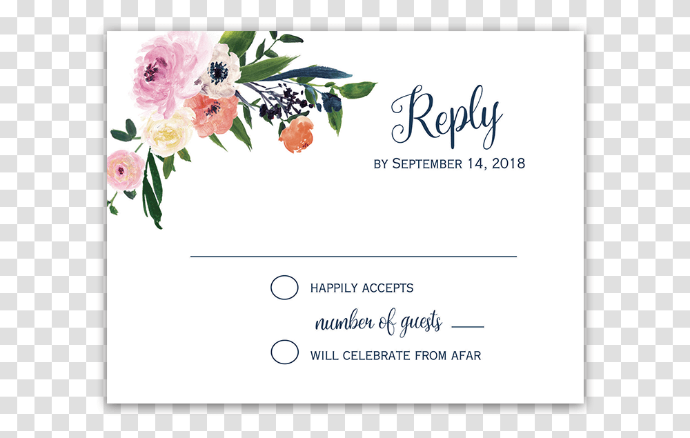 Watercolor Floral Wedding Rsvp Response Cards Garden Roses, Envelope, Mail, Plant Transparent Png