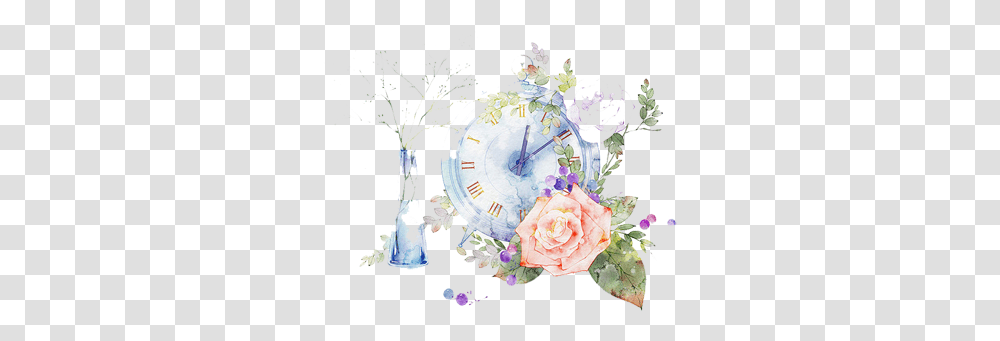 Watercolor Flower Clipart Summer Clipart Watercolor, Analog Clock, Plant, Blossom, Spoke Transparent Png