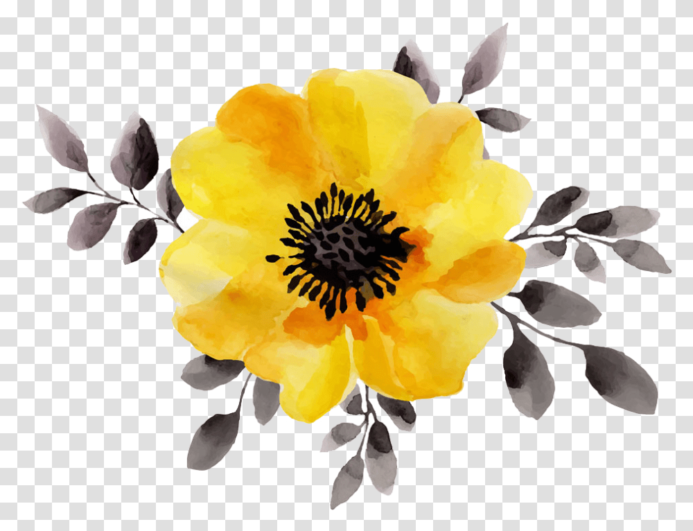 Watercolor Flower Clipart Yellow Watercolor Flowers, Plant, Anther, Pollen, Petal Transparent Png