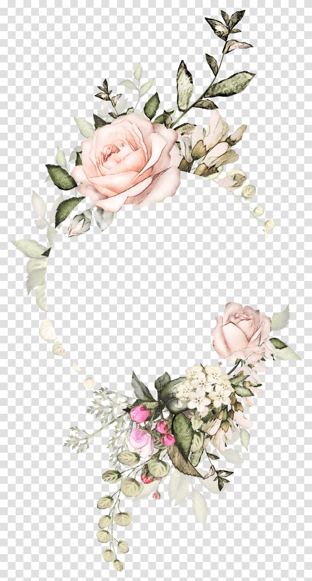 Watercolor Flower Frame Frameflower Aesthetic Flower Design For Wedding Invitation, Plant, Blossom, Rose, Floral Design Transparent Png